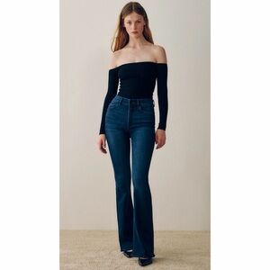 DL1961 Bridget Boot Cut Jeans High Rise Instasculpt 33” Dark Mediterranean Wash